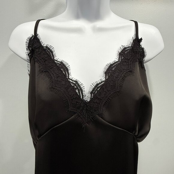 Dazy Black Slip Dress Midi Satin Lace Y2K Whimsigoth Romantic Fairy Grunge Sz XL - Picture 3 of 10